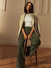 Grey Elastic Back Wide Leg Trousers - Image 1 of 9