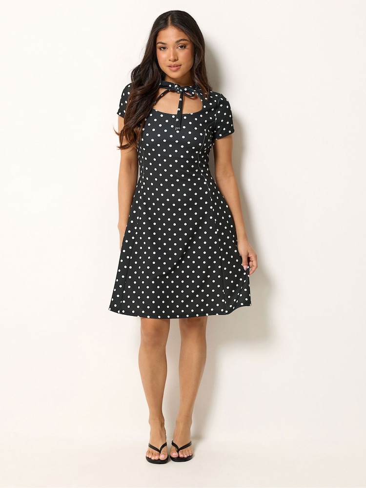 PixieGirl Petite White Polka Dot Tie Front Mini Dress - Image 2 of 6 PixieGirl Petite White Polka Dot Tie Front Mini Dress - Image 2 of 6