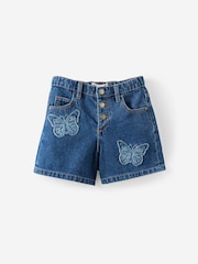 Cotton On Dark Blue Snap Front Denim Shorts - Image 1 of 3
