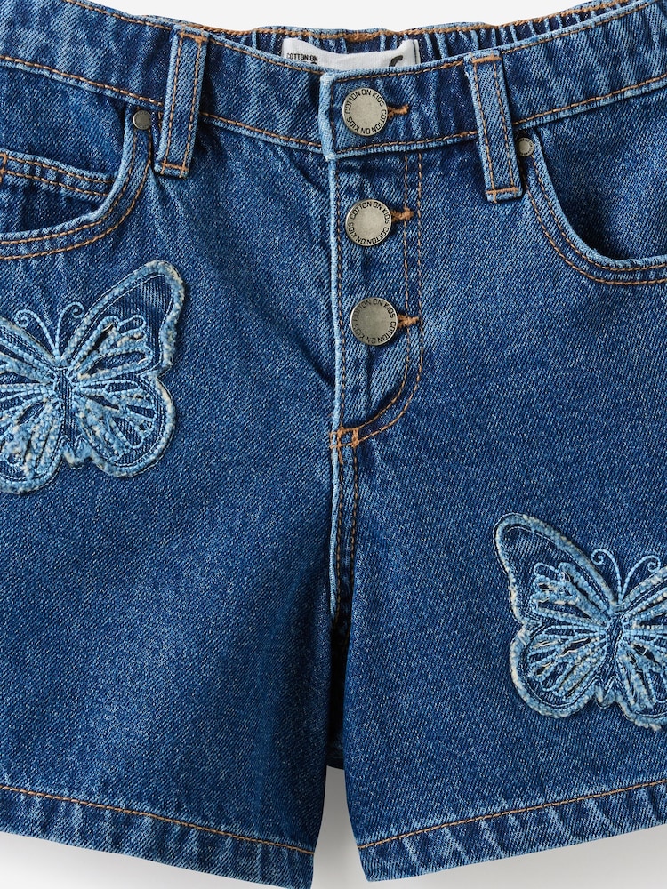 Cotton On Dark Blue Snap Front Denim Shorts - Image 3 of 3