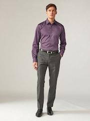 Purple Regular Fit Trimmed Formal 100% Cotton Oxford Shirt - Image 2 of 9