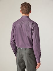 Purple Regular Fit Trimmed Formal 100% Cotton Oxford Shirt - Image 3 of 9