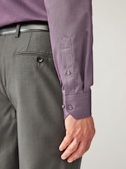 Purple Regular Fit Trimmed Formal 100% Cotton Oxford Shirt - Image 4 of 9