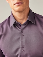 Purple Regular Fit Trimmed Formal 100% Cotton Oxford Shirt - Image 5 of 9