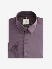 Purple Regular Fit Trimmed Formal 100% Cotton Oxford Shirt - Image 7 of 9