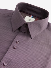Purple Regular Fit Trimmed Formal 100% Cotton Oxford Shirt - Image 8 of 9