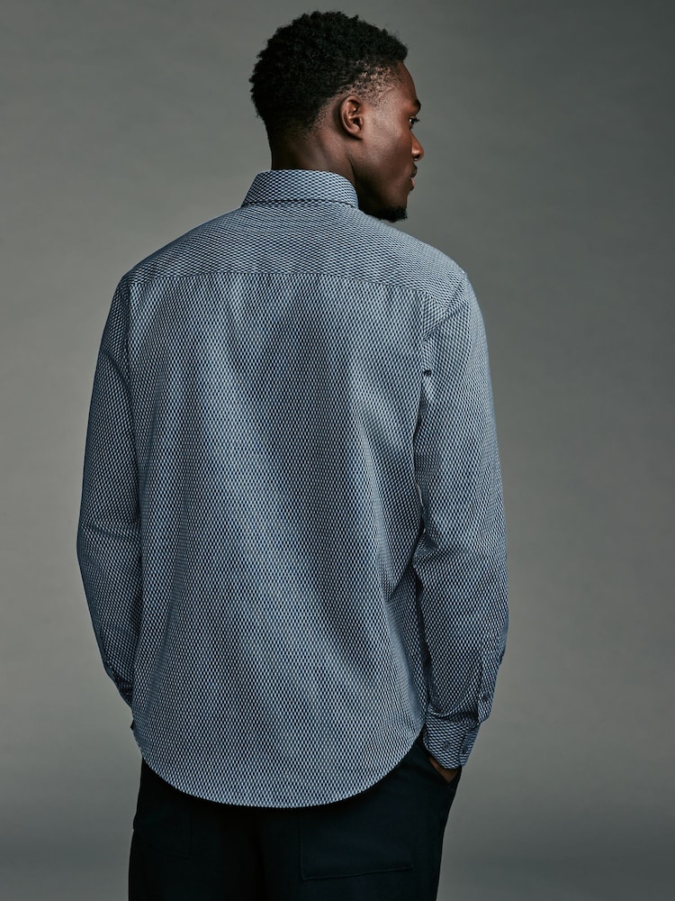 Grey Print Regular Fit Easy Iron Button Down Oxford Shirt - Image 2 of 7