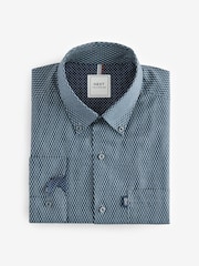 Grey Print Regular Fit Easy Iron Button Down Oxford Shirt - Image 5 of 7