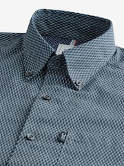 Grey Print Regular Fit Easy Iron Button Down Oxford Shirt - Image 6 of 7