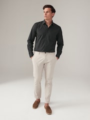 Black Long Sleeve Single Cuff Paper Touch 100% Cotton Poplin Fabric Formal Shirt - Image 3 of 8