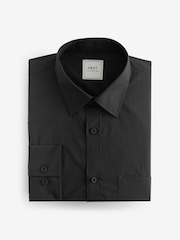 Black Long Sleeve Single Cuff Paper Touch 100% Cotton Poplin Fabric Formal Shirt - Image 6 of 8