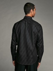 Black Diamond Jacquard - принт стандартный крой 100% хлопок Лонгслив Одинарный манжет формальные рубашки - Изображение 3 из 9
