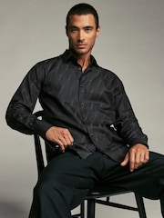 Black Diamond Jacquard - принт стандартный крой 100% хлопок Лонгслив Одинарный манжет формальные рубашки - Изображение 4 из 9