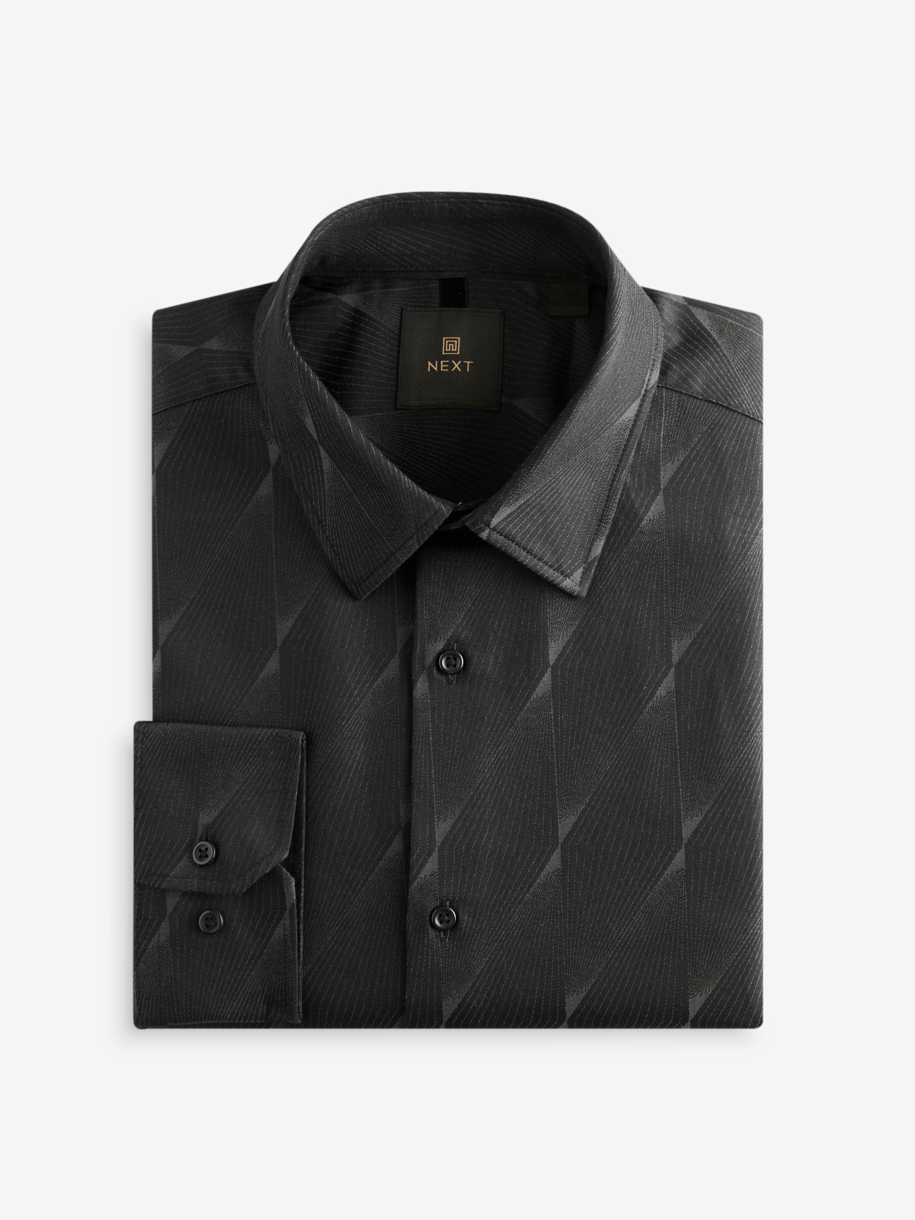 Buy Black Diamond Jacquard Print Regular Fit 100% Cotton