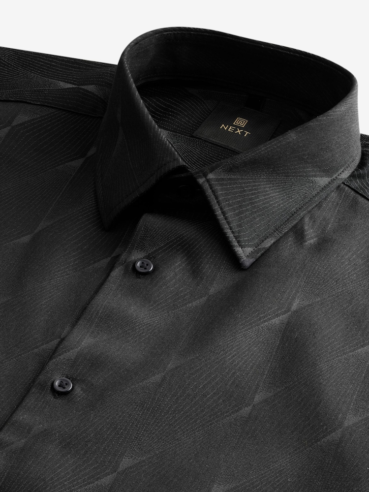 Black Diamond Jacquard - принт стандартный крой 100% хлопок Лонгслив Одинарный манжет формальные рубашки - Изображение 9 из 9