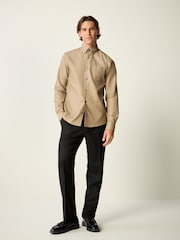 Neutral Brown Waffle Texture Single Cuff Shirt - Image 2 of 8