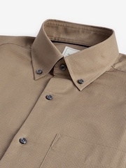 Neutral Brown Waffle Texture Single Cuff Shirt - Image 8 of 8