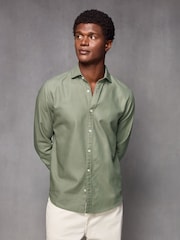 Green Regular Fit Textured Single Cuff Shirt With Cutaway Collar - Image 1 of 8