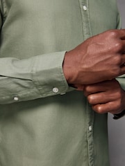 Green Regular Fit Textured Single Cuff Shirt With Cutaway Collar - Image 5 of 8