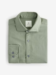 Green Regular Fit Textured Single Cuff Shirt With Cutaway Collar - Image 6 of 8
