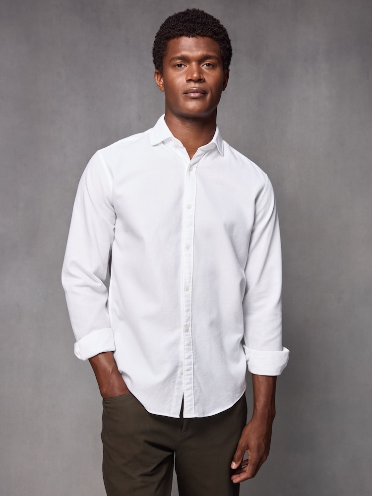 White Regular Fit Textured Single Cuff Shirt With Cutaway Collar - Image 1 of 8