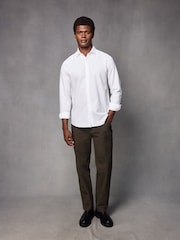 White Regular Fit Textured Single Cuff Shirt With Cutaway Collar - Image 3 of 8