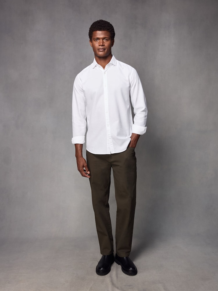 White Regular Fit Textured Single Cuff Shirt With Cutaway Collar - Image 3 of 8