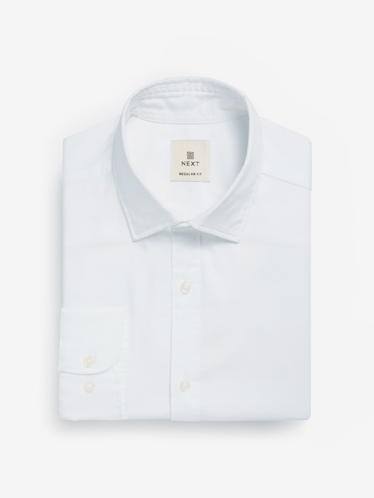 White Regular Fit Textured Single Cuff Shirt With Cutaway Collar - Image 6 of 8