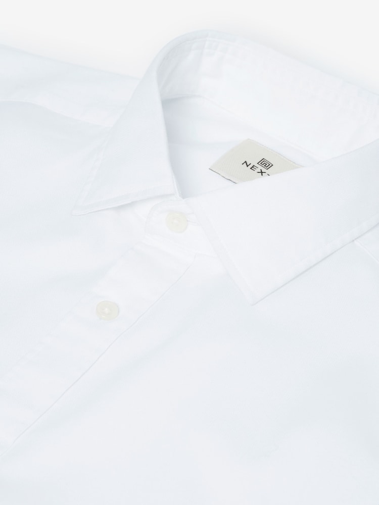 White Regular Fit Textured Single Cuff Shirt With Cutaway Collar - Image 7 of 8
