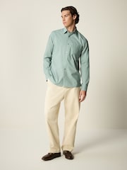 Seafoam Green Long Sleeve Single Cuff Paper Touch 100% Cotton Poplin Fabric Formal Shirt - Image 3 of 7