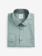 Seafoam Green Long Sleeve Single Cuff Paper Touch 100% Cotton Poplin Fabric Formal Shirt - Image 5 of 7