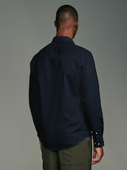 Navy Blue Regular Fit Textured Single Cuff Shirt With Cutaway Collar - Image 2 of 8