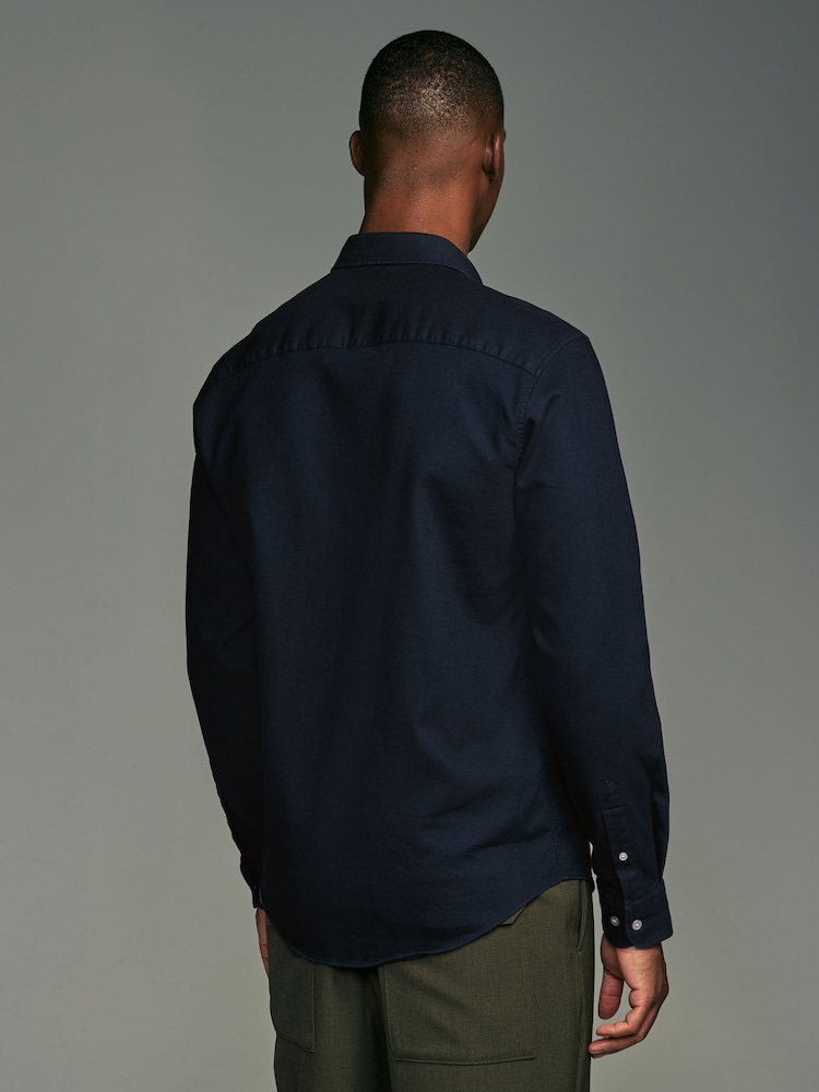 Navy Blue Regular Fit Textured Single Cuff Shirt With Cutaway Collar - Image 2 of 8