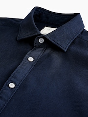 Navy Blue Regular Fit Textured Single Cuff Shirt With Cutaway Collar - Image 7 of 8