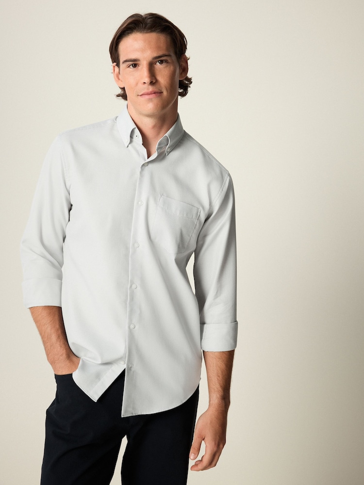Light Grey Waffle Texture Single Cuff Shirt - Image 1 of 8