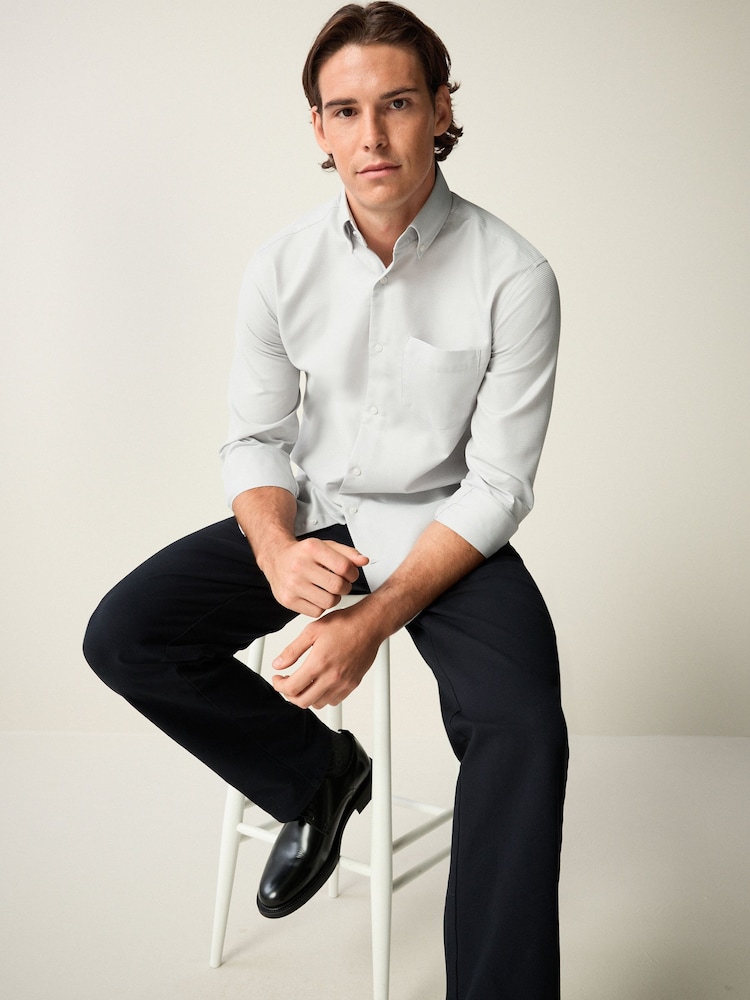 Light Grey Waffle Texture Single Cuff Shirt - Image 2 of 8