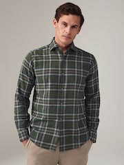 Black Watch Tartan Brushed 100% Cotton Flannel Shirt - Image 1 of 7