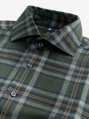 Black Watch Tartan Brushed 100% Cotton Flannel Shirt - Image 6 of 7