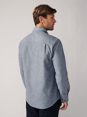 Blue Textured Regular Fit Brushed Flannel 100% Cotton Shirt - Image 3 of 8
