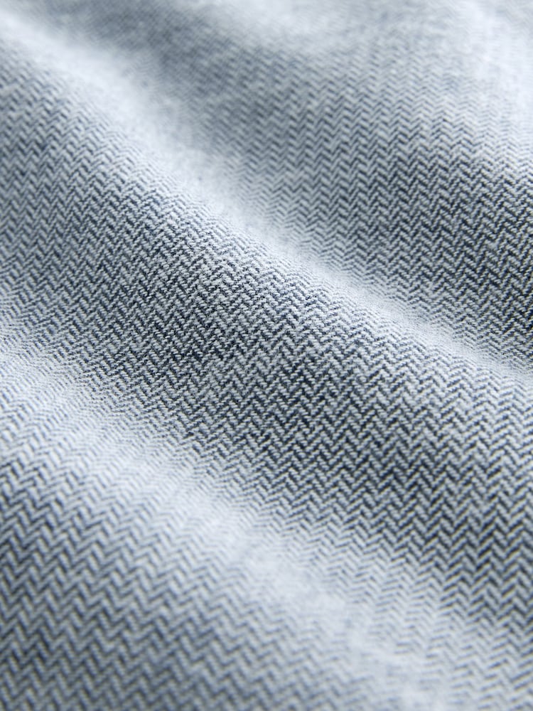 Blue Textured Regular Fit Brushed Flannel 100% Cotton Shirt - Image 8 of 8