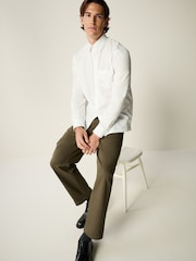 White Long Sleeve Single Cuff Paper Touch 100% Cotton Poplin Fabric Formal Shirt - Image 2 of 9