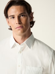 White Long Sleeve Single Cuff Paper Touch 100% Cotton Poplin Fabric Formal Shirt - Image 4 of 9
