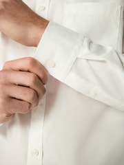 White Long Sleeve Single Cuff Paper Touch 100% Cotton Poplin Fabric Formal Shirt - Image 5 of 9
