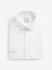 White Long Sleeve Single Cuff Paper Touch 100% Cotton Poplin Fabric Formal Shirt - Image 6 of 9