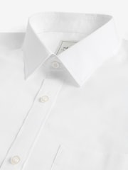 White Long Sleeve Single Cuff Paper Touch 100% Cotton Poplin Fabric Formal Shirt - Image 7 of 9