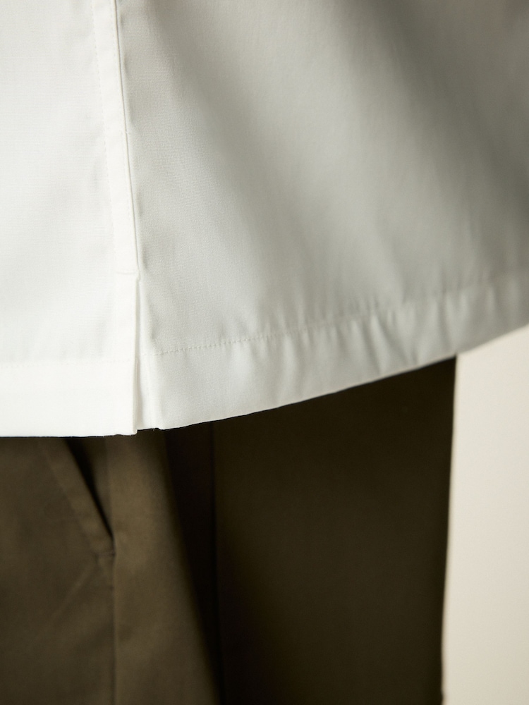White Long Sleeve Single Cuff Paper Touch 100% Cotton Poplin Fabric Formal Shirt - Image 9 of 9