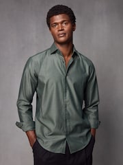 Green Regular Fit Brushed Flannel 100% Cotton Shirt - Image 1 of 8