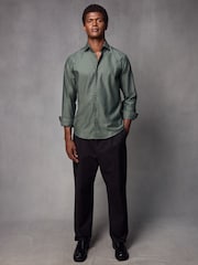 Green Regular Fit Brushed Flannel 100% Cotton Shirt - Image 2 of 8