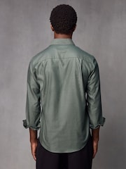 Green Regular Fit Brushed Flannel 100% Cotton Shirt - Image 3 of 8