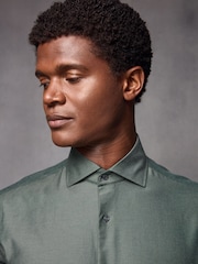 Green Regular Fit Brushed Flannel 100% Cotton Shirt - Image 4 of 8